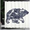 Ambesonne Cartoon Shower Curtain, Curious Panda on an Exotic Branch Asian Bear Jungle Woods Illustration, Cloth Fabric Bathroom Decor Set with Hooks, 69″ W x 75″ L, Fern Green White Black(Blue Cream)