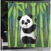Ambesonne Cartoon Shower Curtain, Curious Panda on an Exotic Branch Asian Bear Jungle Woods Illustration, Cloth Fabric Bathroom Decor Set with Hooks, 69″ W x 75″ L, Fern Green White Black(Fern Green White Black)