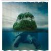 Ambesonne Cartoon Shower Curtain, Curious Panda on an Exotic Branch Asian Bear Jungle Woods Illustration, Cloth Fabric Bathroom Decor Set with Hooks, 69″ W x 75″ L, Fern Green White Black(Blue Green)