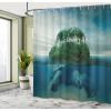 Ambesonne Cartoon Shower Curtain, Curious Panda on an Exotic Branch Asian Bear Jungle Woods Illustration, Cloth Fabric Bathroom Decor Set with Hooks, 69″ W x 75″ L, Fern Green White Black(Blue Green)