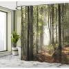 Ambesonne Cartoon Shower Curtain, Curious Panda on an Exotic Branch Asian Bear Jungle Woods Illustration, Cloth Fabric Bathroom Decor Set with Hooks, 69″ W x 75″ L, Fern Green White Black(Green Brown)