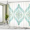 Ambesonne Cartoon Shower Curtain, Curious Panda on an Exotic Branch Asian Bear Jungle Woods Illustration, Cloth Fabric Bathroom Decor Set with Hooks, 69″ W x 75″ L, Fern Green White Black(Teal)