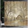 Ambesonne Cartoon Shower Curtain, Curious Panda on an Exotic Branch Asian Bear Jungle Woods Illustration, Cloth Fabric Bathroom Decor Set with Hooks, 69″ W x 75″ L, Fern Green White Black(Sepia Brown)