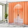 Ambesonne Cartoon Shower Curtain, Curious Panda on an Exotic Branch Asian Bear Jungle Woods Illustration, Cloth Fabric Bathroom Decor Set with Hooks, 69″ W x 75″ L, Fern Green White Black(Salmon)