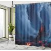Ambesonne Cartoon Shower Curtain, Curious Panda on an Exotic Branch Asian Bear Jungle Woods Illustration, Cloth Fabric Bathroom Decor Set with Hooks, 69″ W x 75″ L, Fern Green White Black(Dark Blue Red)