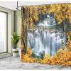 Ambesonne Cartoon Shower Curtain, Curious Panda on an Exotic Branch Asian Bear Jungle Woods Illustration, Cloth Fabric Bathroom Decor Set with Hooks, 69″ W x 75″ L, Fern Green White Black(Yellow White)