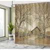 Ambesonne Cartoon Shower Curtain, Curious Panda on an Exotic Branch Asian Bear Jungle Woods Illustration, Cloth Fabric Bathroom Decor Set with Hooks, 69″ W x 75″ L, Fern Green White Black(Sepia Brown)