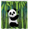 Ambesonne Cartoon Shower Curtain, Curious Panda on an Exotic Branch Asian Bear Jungle Woods Illustration, Cloth Fabric Bathroom Decor Set with Hooks, 69″ W x 75″ L, Fern Green White Black(Fern Green White Black)