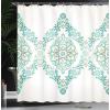 Ambesonne Cartoon Shower Curtain, Curious Panda on an Exotic Branch Asian Bear Jungle Woods Illustration, Cloth Fabric Bathroom Decor Set with Hooks, 69″ W x 75″ L, Fern Green White Black(Teal)