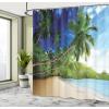 Ambesonne Cartoon Shower Curtain, Curious Panda on an Exotic Branch Asian Bear Jungle Woods Illustration, Cloth Fabric Bathroom Decor Set with Hooks, 69″ W x 75″ L, Fern Green White Black(Pale Brown Green Blue)