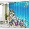 Ambesonne Cartoon Shower Curtain, Curious Panda on an Exotic Branch Asian Bear Jungle Woods Illustration, Cloth Fabric Bathroom Decor Set with Hooks, 69″ W x 75″ L, Fern Green White Black(Aqua Purple and Tan)