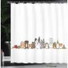 Ambesonne Cartoon Shower Curtain, Domestic Pets Various Animals with Funny Expressions Humorous Cartoon Style, Cloth Fabric Bathroom Decor Set with Hooks, 69″ W x 70″ L, Grey Salmon
