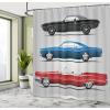 Ambesonne Cartoon Shower Curtain, Jolly Frog with Greater Eye Lizard Gecko Smily Childish Funny Cartoon Artwork, Cloth Fabric Bathroom Decor Set with Hooks, 69″ W x 70″ L, Green Fern(Charcoal Grey)
