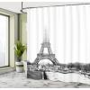 Ambesonne Cartoon Shower Curtain, Jolly Frog with Greater Eye Lizard Gecko Smily Childish Funny Cartoon Artwork, Cloth Fabric Bathroom Decor Set with Hooks, 69″ W x 70″ L, Green Fern(Black and White)