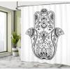 Ambesonne Cartoon Shower Curtain, Jolly Frog with Greater Eye Lizard Gecko Smily Childish Funny Cartoon Artwork, Cloth Fabric Bathroom Decor Set with Hooks, 69″ W x 70″ L, Green Fern(Black White)