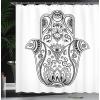 Ambesonne Cartoon Shower Curtain, Jolly Frog with Greater Eye Lizard Gecko Smily Childish Funny Cartoon Artwork, Cloth Fabric Bathroom Decor Set with Hooks, 69″ W x 70″ L, Green Fern(Black White)