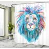 Ambesonne Cartoon Shower Curtain, Jolly Frog with Greater Eye Lizard Gecko Smily Childish Funny Cartoon Artwork, Cloth Fabric Bathroom Decor Set with Hooks, 69″ W x 70″ L, Green Fern(Sky Blue Pale Pink)
