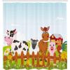 Ambesonne Cartoon Shower Curtain, Jolly Frog with Greater Eye Lizard Gecko Smily Childish Funny Cartoon Artwork, Cloth Fabric Bathroom Decor Set with Hooks, 69″ W x 70″ L, Green Fern(Pale Brown)