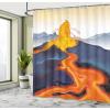 Ambesonne Cartoon Shower Curtain, Jolly Frog with Greater Eye Lizard Gecko Smily Childish Funny Cartoon Artwork, Cloth Fabric Bathroom Decor Set with Hooks, 69″ W x 70″ L, Green Fern(Cadet Blue Scarlet)