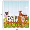 Ambesonne Cartoon Shower Curtain, Jolly Frog with Greater Eye Lizard Gecko Smily Childish Funny Cartoon Artwork, Cloth Fabric Bathroom Decor Set with Hooks, 69″ W x 70″ L, Green Fern(Pale Brown)