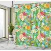 Ambesonne Cartoon Shower Curtain, Jolly Frog with Greater Eye Lizard Gecko Smily Childish Funny Cartoon Artwork, Cloth Fabric Bathroom Decor Set with Hooks, 69″ W x 70″ L, Green Fern(Fern Green Pale Blue)