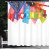 Ambesonne Cartoon Shower Curtain, Jolly Frog with Greater Eye Lizard Gecko Smily Childish Funny Cartoon Artwork, Cloth Fabric Bathroom Decor Set with Hooks, 69″ W x 70″ L, Green Fern(Rainbow)