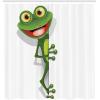 Ambesonne Cartoon Shower Curtain, Jolly Frog with Greater Eye Lizard Gecko Smily Childish Funny Cartoon Artwork, Cloth Fabric Bathroom Decor Set with Hooks, 69″ W x 70″ L, Green Fern(Green Fern)