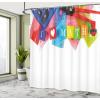 Ambesonne Cartoon Shower Curtain, Jolly Frog with Greater Eye Lizard Gecko Smily Childish Funny Cartoon Artwork, Cloth Fabric Bathroom Decor Set with Hooks, 69″ W x 70″ L, Green Fern(Rainbow)