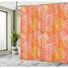 Ambesonne Cartoon Shower Curtain, Jolly Frog with Greater Eye Lizard Gecko Smily Childish Funny Cartoon Artwork, Cloth Fabric Bathroom Decor Set with Hooks, 69″ W x 70″ L, Green Fern(Orange Cream)