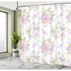 Ambesonne Cartoon Shower Curtain, Jolly Frog with Greater Eye Lizard Gecko Smily Childish Funny Cartoon Artwork, Cloth Fabric Bathroom Decor Set with Hooks, 69″ W x 70″ L, Green Fern(Pink Purple)