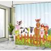 Ambesonne Cartoon Shower Curtain, Jolly Frog with Greater Eye Lizard Gecko Smily Childish Funny Cartoon Artwork, Cloth Fabric Bathroom Decor Set with Hooks, 69″ W x 70″ L, Green Fern(Pale Brown)