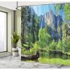Ambesonne Cartoon Shower Curtain, Jolly Frog with Greater Eye Lizard Gecko Smily Childish Funny Cartoon Artwork, Cloth Fabric Bathroom Decor Set with Hooks, 69″ W x 70″ L, Green Fern(Green Blue)
