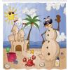 Ambesonne Cartoon Shower Curtain, Sand Snowman Castle Crab Seashell on Tropical Beach Enjoying Sun Cartoon Print, Cloth Fabric Bathroom Decor Set with Hooks, 69″ W x 75″ L, Sand Green(69″W x 84″L (Pack of 1))