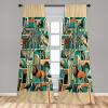 Ambesonne Cats Curtains, Funny Colorful Graphic Kittens Cartoon Style Boys Girls Playroom, Window Treatments 2 Panel Set for Living Room Bedroom, Pair of – 28″ x 63″, Cream Orange(Cadet Blue Teal Orange)