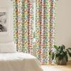 Ambesonne Cats Curtains, Funny Colorful Graphic Kittens Cartoon Style Boys Girls Playroom, Window Treatments 2 Panel Set for Living Room Bedroom, Pair of – 28″ x 63″, Cream Orange(Multicolor Ruby)
