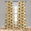 Ambesonne Cats Curtains, Funny Colorful Graphic Kittens Cartoon Style Boys Girls Playroom, Window Treatments 2 Panel Set for Living Room Bedroom, Pair of – 28″ x 63″, Cream Orange(Sienna Yellow)