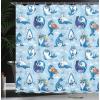 Ambesonne Duck Shower Curtain, Cartoon Character Taking a Bath Colorful Drops Backdrop Dots, Cloth Fabric Bathroom Decor Set with Hooks, 69″ W x 84″ L, Soft Blue Sky Blue Yellow(Blue White Marigold)