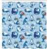 Ambesonne Duck Shower Curtain, Cartoon Character Taking a Bath Colorful Drops Backdrop Dots, Cloth Fabric Bathroom Decor Set with Hooks, 69″ W x 84″ L, Soft Blue Sky Blue Yellow(Blue White Marigold)