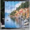 Ambesonne Duck Shower Curtain, Cartoon Character Taking a Bath Colorful Drops Backdrop Dots, Cloth Fabric Bathroom Decor Set with Hooks, 69″ W x 84″ L, Soft Blue Sky Blue Yellow(Multicolor Sky Blue)