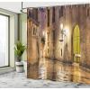 Ambesonne Duck Shower Curtain, Cartoon Character Taking a Bath Colorful Drops Backdrop Dots, Cloth Fabric Bathroom Decor Set with Hooks, 69″ W x 84″ L, Soft Blue Sky Blue Yellow(Cream)