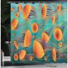 Ambesonne Duck Shower Curtain, Cartoon Character Taking a Bath Colorful Drops Backdrop Dots, Cloth Fabric Bathroom Decor Set with Hooks, 69″ W x 84″ L, Soft Blue Sky Blue Yellow(Teal and Multicolor)