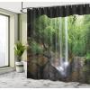 Ambesonne Duck Shower Curtain, Cartoon Character Taking a Bath Colorful Drops Backdrop Dots, Cloth Fabric Bathroom Decor Set with Hooks, 69″ W x 84″ L, Soft Blue Sky Blue Yellow(Brown Green)