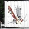 Ambesonne Duck Shower Curtain, Cartoon Character Taking a Bath Colorful Drops Backdrop Dots, Cloth Fabric Bathroom Decor Set with Hooks, 69″ W x 84″ L, Soft Blue Sky Blue Yellow(Brown and Cream)