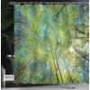 Ambesonne Duck Shower Curtain, Cartoon Character Taking a Bath Colorful Drops Backdrop Dots, Cloth Fabric Bathroom Decor Set with Hooks, 69″ W x 84″ L, Soft Blue Sky Blue Yellow(Green)