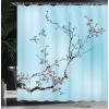 Ambesonne Duck Shower Curtain, Cartoon Character Taking a Bath Colorful Drops Backdrop Dots, Cloth Fabric Bathroom Decor Set with Hooks, 69″ W x 84″ L, Soft Blue Sky Blue Yellow(Soft Blue)