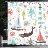 Ambesonne Duck Shower Curtain, Cartoon Character Taking a Bath Colorful Drops Backdrop Dots, Cloth Fabric Bathroom Decor Set with Hooks, 69″ W x 84″ L, Soft Blue Sky Blue Yellow(Coral Turquoise)