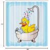 Ambesonne Duck Shower Curtain, Cartoon Character Taking a Bath Colorful Drops Backdrop Dots, Cloth Fabric Bathroom Decor Set with Hooks, 69″ W x 84″ L, Soft Blue Sky Blue Yellow(Soft Blue Sky Blue Yellow)