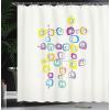 Ambesonne Duck Shower Curtain, Cartoon Character Taking a Bath Colorful Drops Backdrop Dots, Cloth Fabric Bathroom Decor Set with Hooks, 69″ W x 84″ L, Soft Blue Sky Blue Yellow(Ivory Purple Yellow)