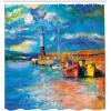 Ambesonne Duck Shower Curtain, Cartoon Character Taking a Bath Colorful Drops Backdrop Dots, Cloth Fabric Bathroom Decor Set with Hooks, 69″ W x 84″ L, Soft Blue Sky Blue Yellow(Orange Blue)