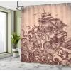 Ambesonne Duck Shower Curtain, Cartoon Character Taking a Bath Colorful Drops Backdrop Dots, Cloth Fabric Bathroom Decor Set with Hooks, 69″ W x 84″ L, Soft Blue Sky Blue Yellow(Pastel Brown and Redbrown)